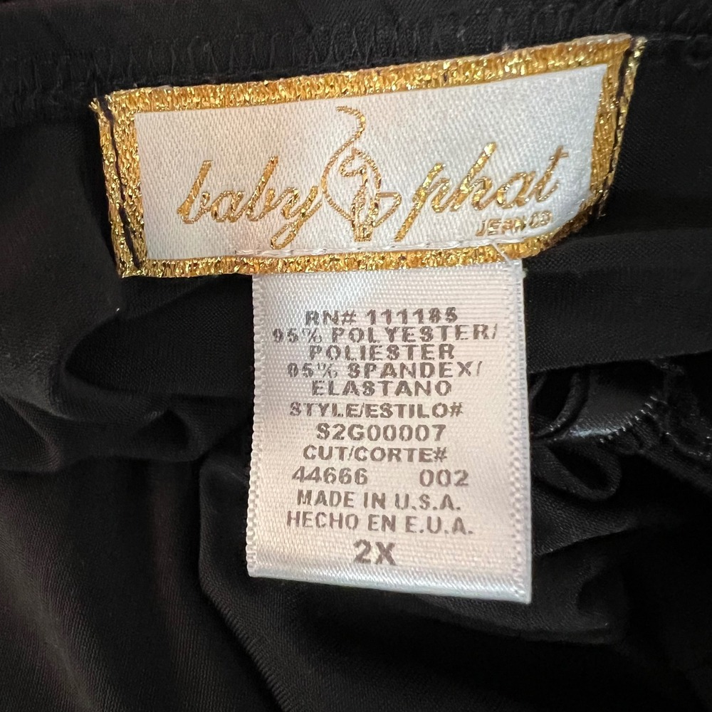 Baby Phat Black Halter Open Back Midi Dress Rhinestone Cat Y2K Plus Size 2X - Picture 8 of 9